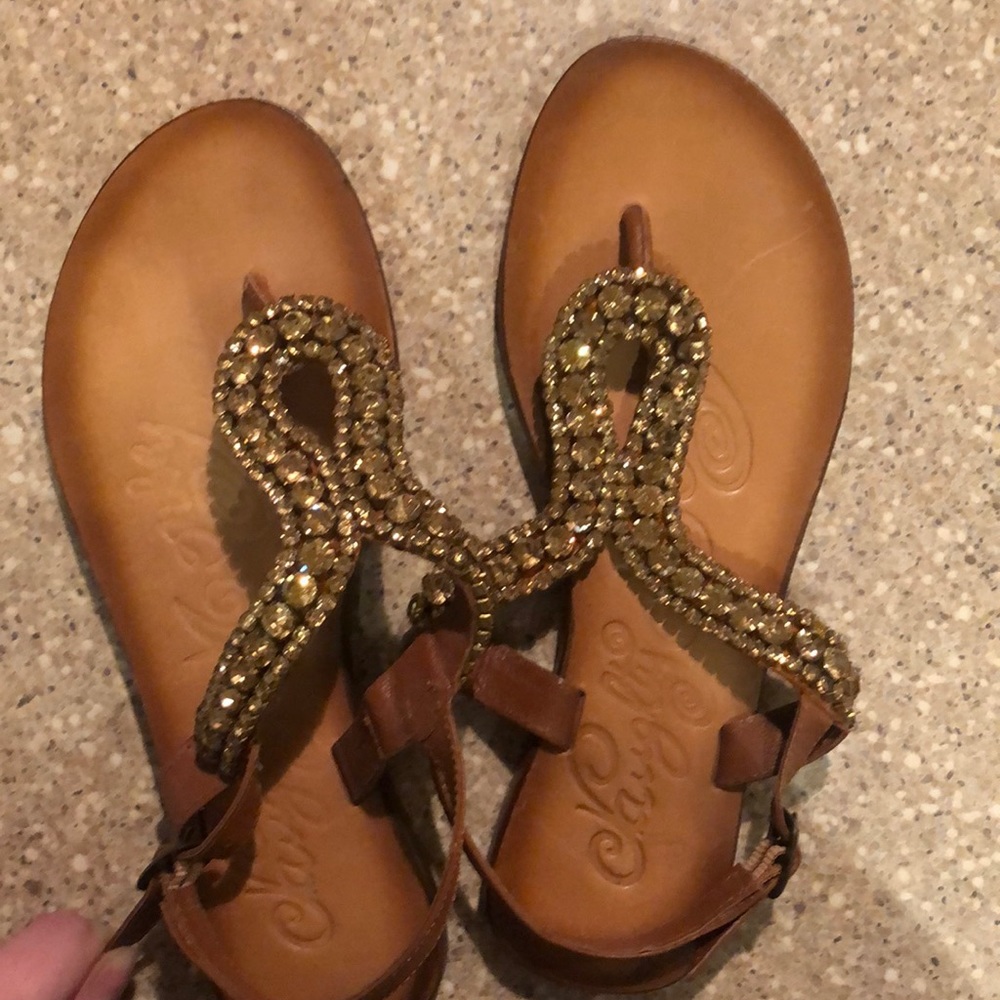 Gold sequin sandals